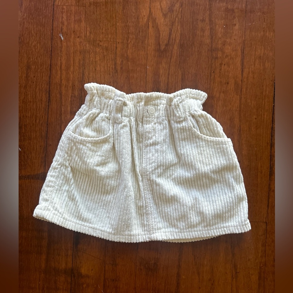 Cream colored corduroy mini skirt